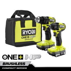 18v one+ hp コンパクト ブラシレス ドリルとインパクト ドライバー 2 ツール キット RYOBI XJJH863 パワーツール