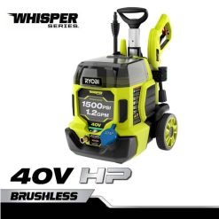 40v hp ブラシレス ウィスパー シリーズ 1500 psi 1.2 gpm 高圧洗浄機 RYOBI XJJH373 屋外