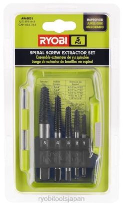 5個スパイラルスクリューエクストラクターセット RYOBI XJJH808 アクセサリー
